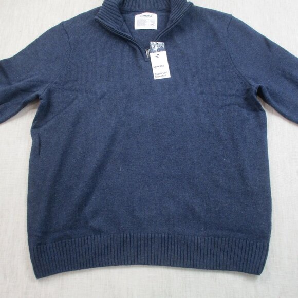 Sonoma Goods for Life Supersoft Sweater Men 2XL Blue Knit Ribbed Hem Quarter Zip - Picture 4 of 11